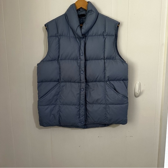 Lands' End Blue Puffer Vest with High Collar - Picture 1 of 4